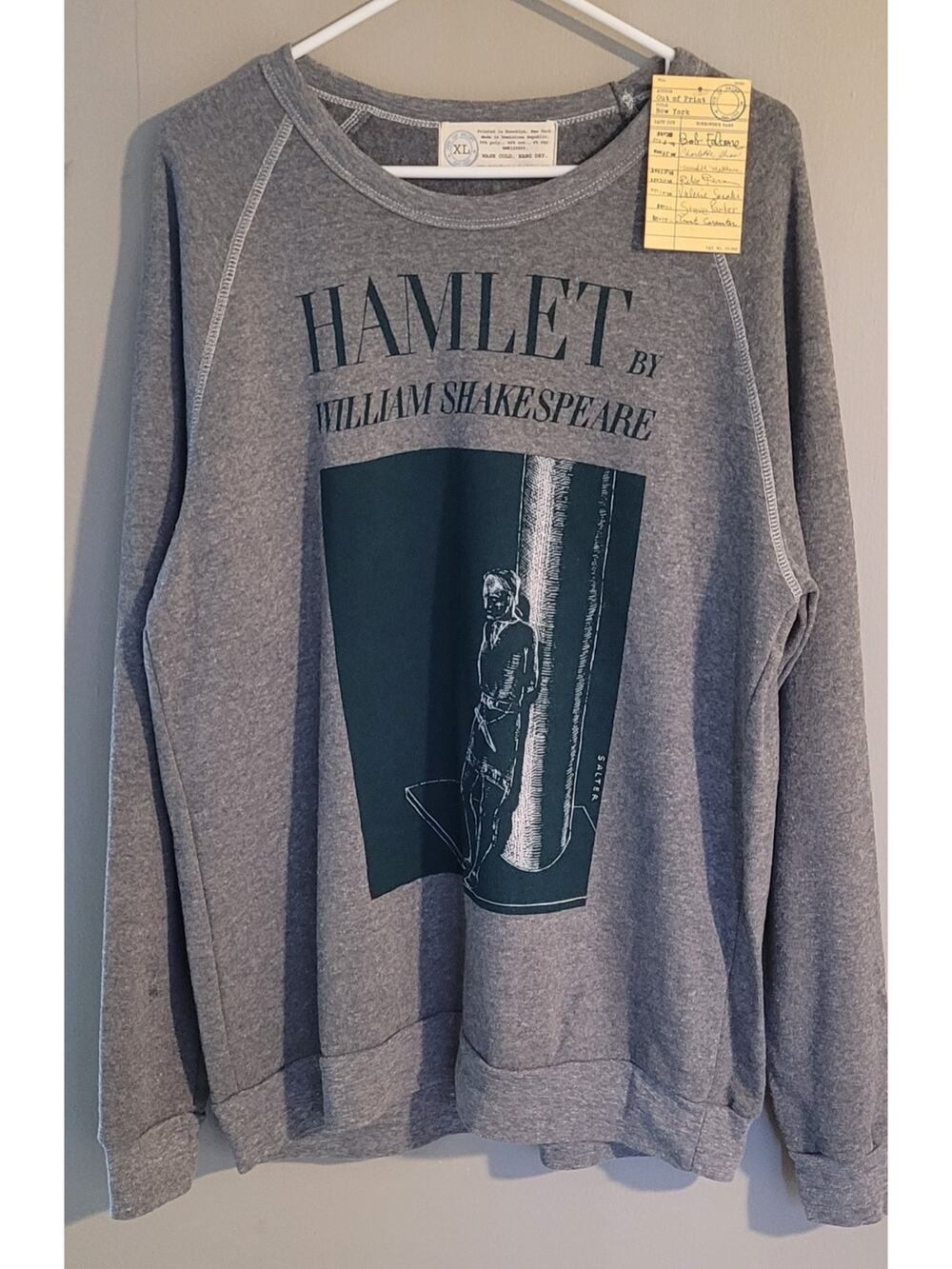 Very rare Vintage gray sweater XL Hamlet print by Out Of Print